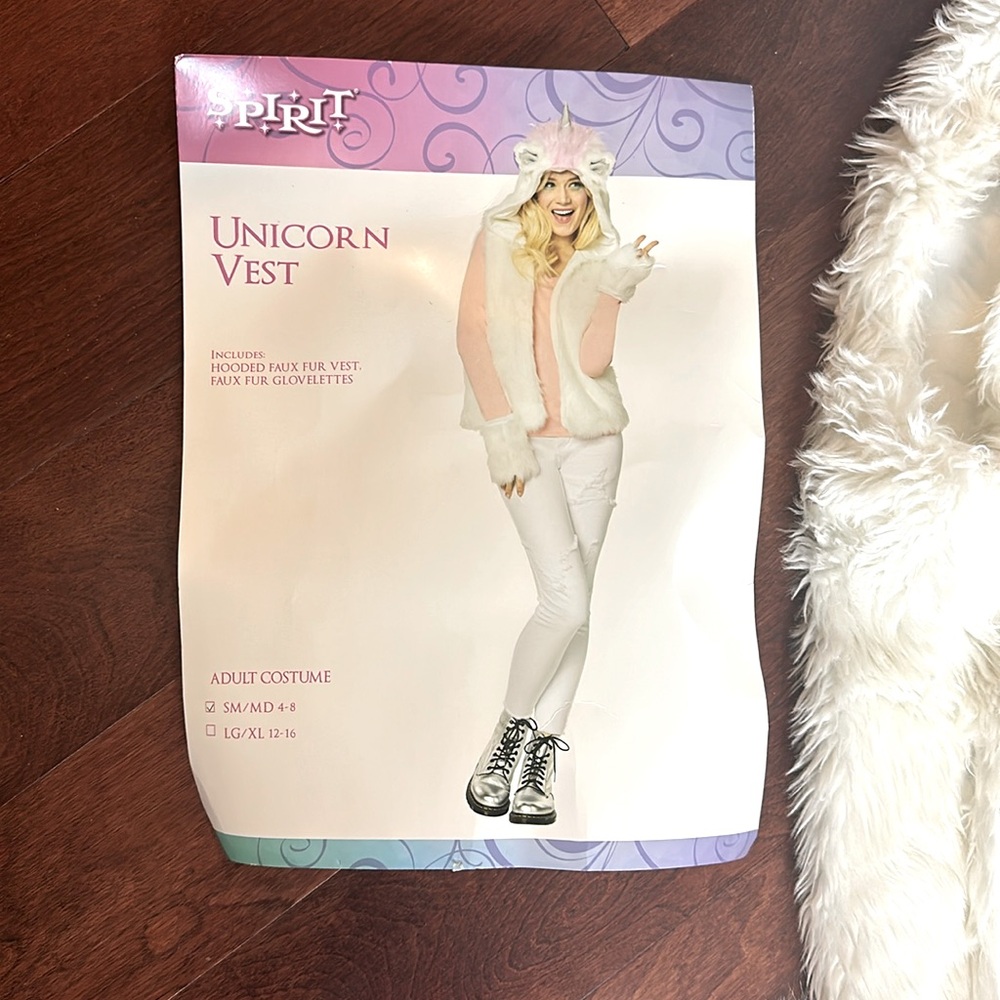 Easy unicorn costume, vest, and leg warmers